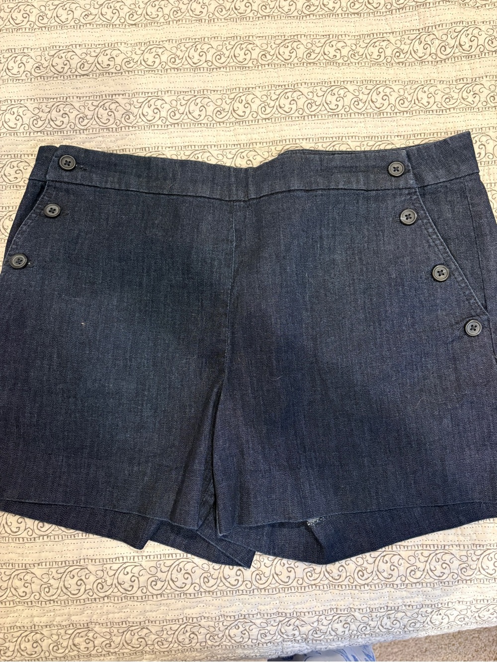 Banana Republic Dark Indigo Button-Trim Jean Shorts